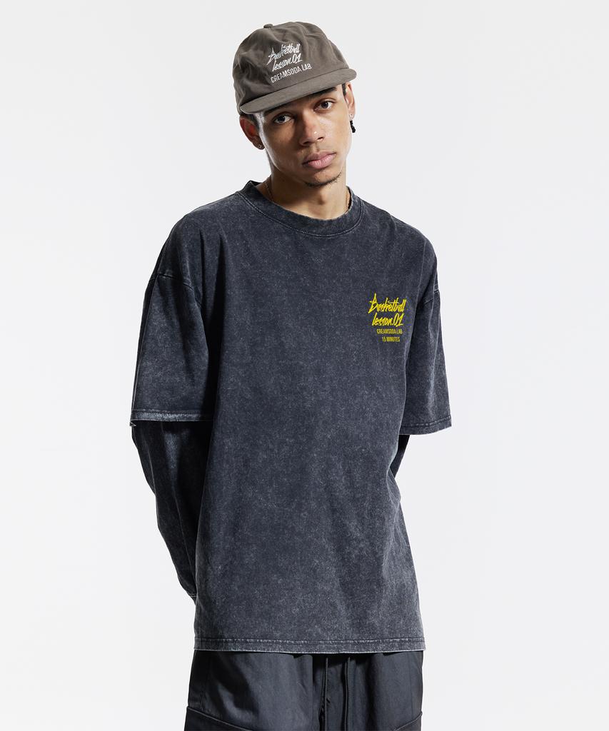 CREAM SODA LAB Quarter Teamplay Pigment Fake Double Layered Long Sleeve Black Yellow