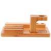 Multifunctional Bamboo Watch Holder Desktop Phone Rack Laptop Storage Organizer for Home Office