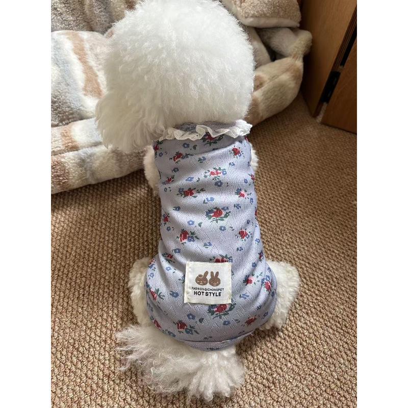

Floral Lace Belly-Wrap Warm Pet Outfit for Small Bichon Frise and Cats S - Chest 35cm, Back Length 25cm (3-4 lbs) серый/цветочный