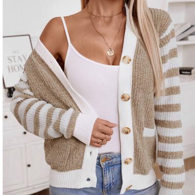 Casual Minimalist Cardigan Knit Outerwear For Women