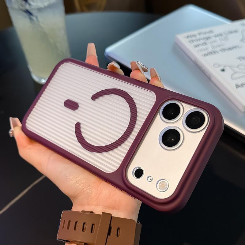 Corrugated ice mist magnetic attraction is suitable for iPhone17PROMAX matte skin mobile phone case Apple 16 simple PC hard case