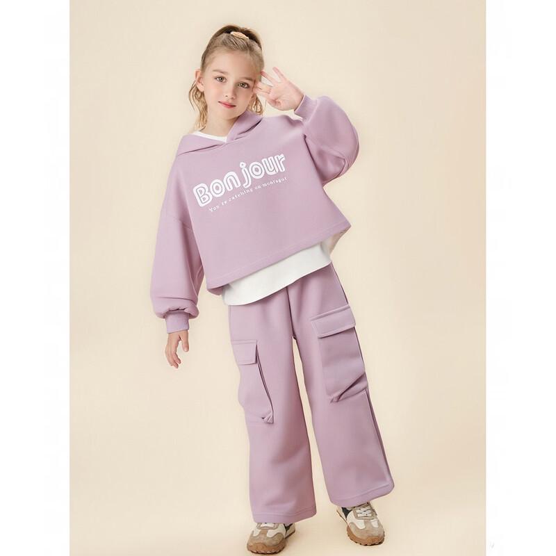 

Montagut Girls Letter Print Hoodie & Cargo Pants Set 120