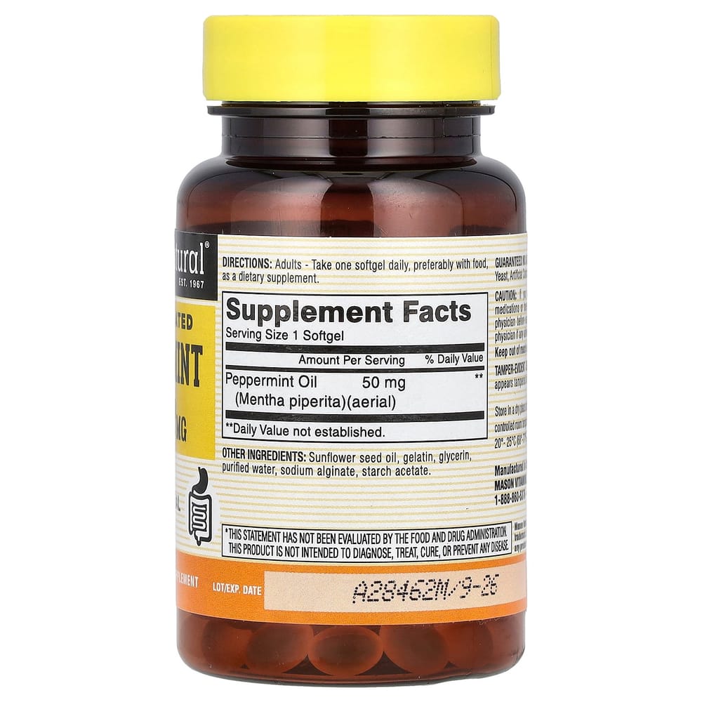 Mason Natural Peppermint Oil 50mg, 90 Softgels
