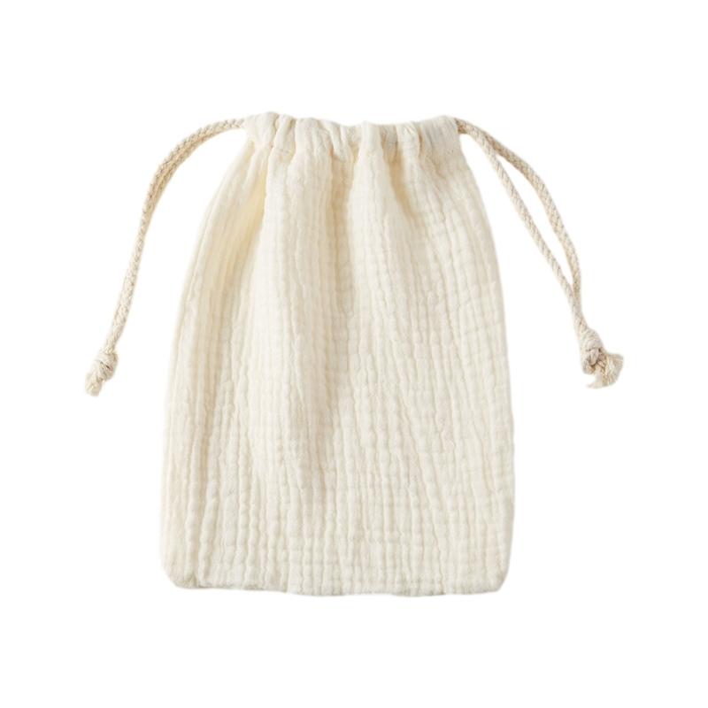 Soft and Breathable Drawstring Bag Double Layer Cotton Baby Diaper Storage Bag Perfect for Organizing Baby Drool Towel