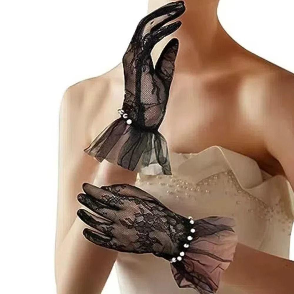 Short Party Gloves Lace Short Gloves New Mesh Gloves  Birthday