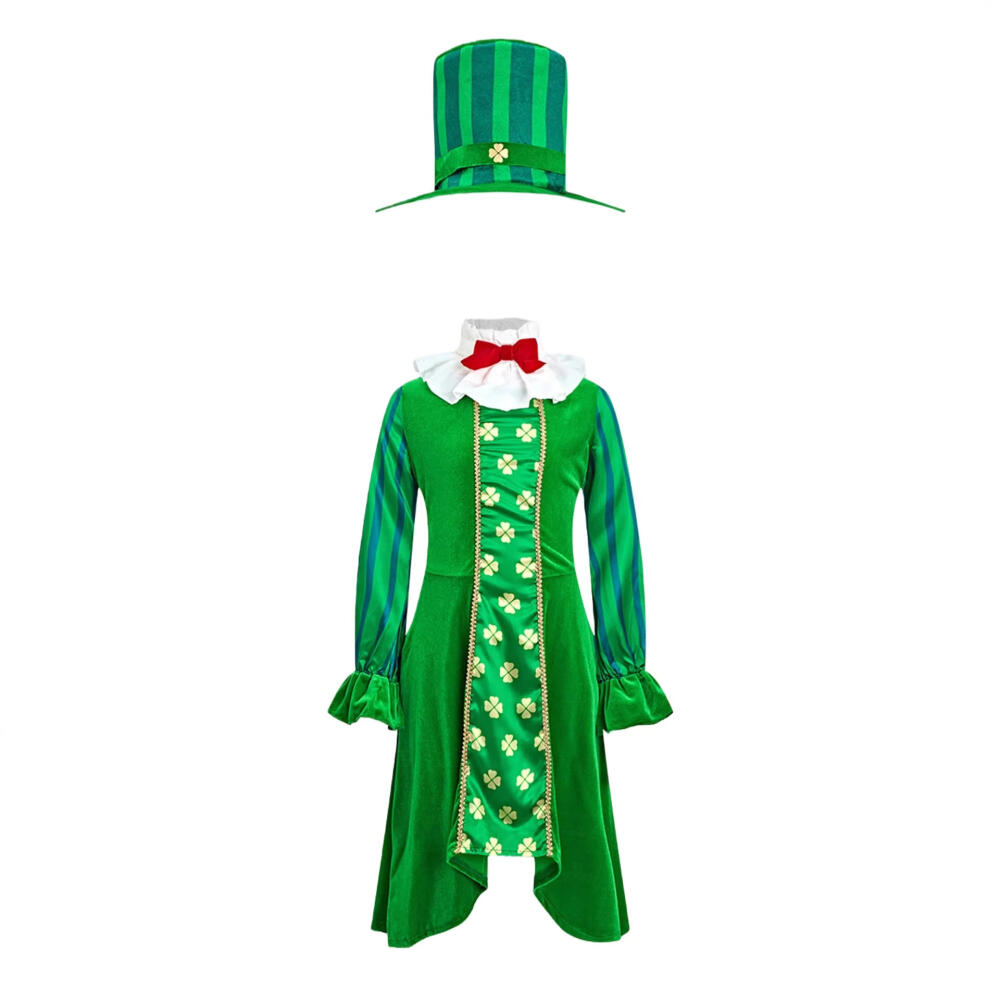 Irish Dress St Patrick's Day Party Costume Leprechaun Green Disguise Costume Dress Dress Hat Suit Mardi Gras Day Party Dresses