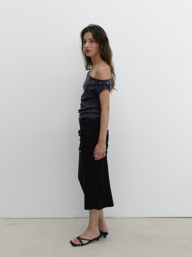 Asula Eyelet One Shoulder T (Navy)