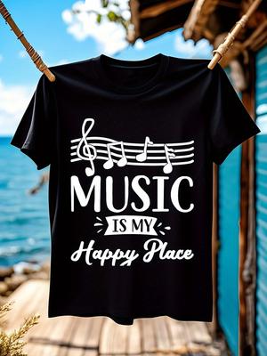 Music Is My Happy Place Graphic Tshirt Graphic Tshirt - B...