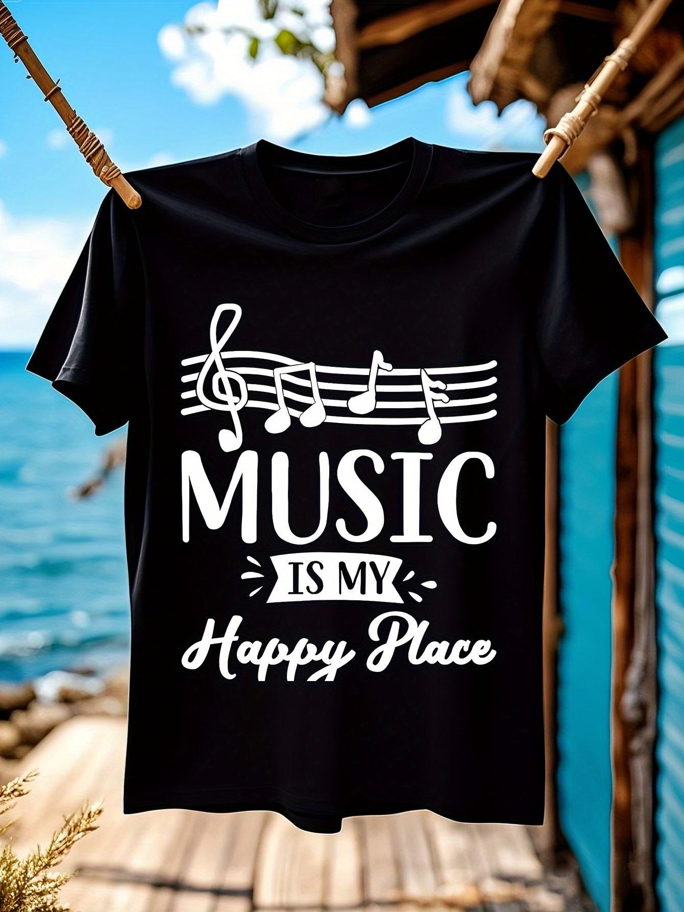 Music is My Happy Place Graphic Tshirt Graphic Tshirt - B... L