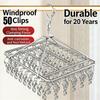 50/40/30/20/10/6Clips Clothesline Inox Practical and Retractable Fasteners Windproof Square Laundry Airer with Multi Clothespins