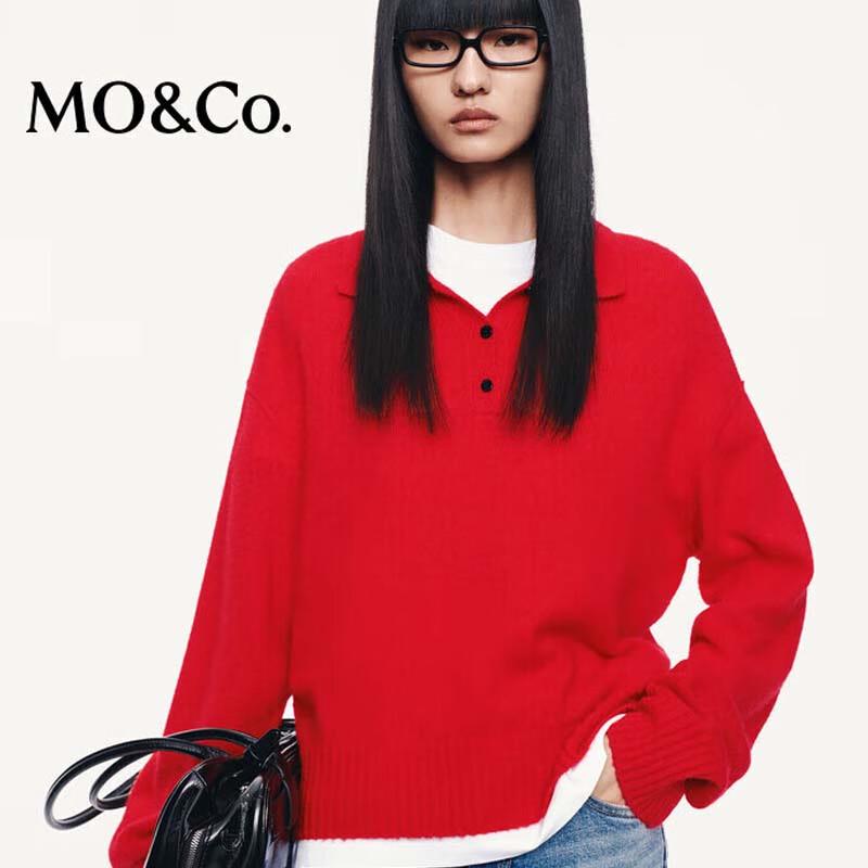 MO&Co. Women's Lambswool Cashmere Blend Polo Sweater