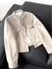 Korean Style Suede Jacket: Men's Autumn/Winter Stand-up Collar, Versatile Fashionable Design, Short Length, Unisex.