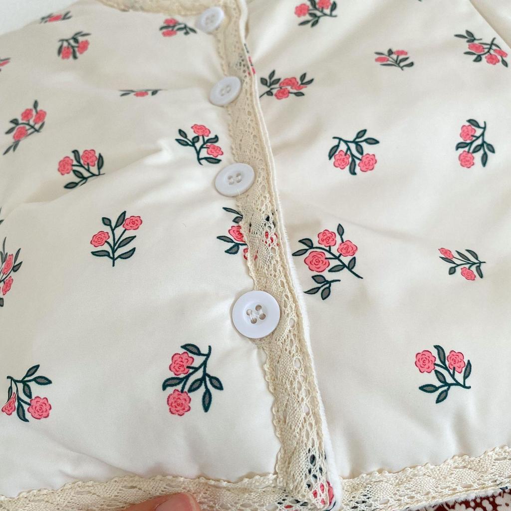 2025 Winter Baby Girl Floral Lace Cotton-Padded Jacket