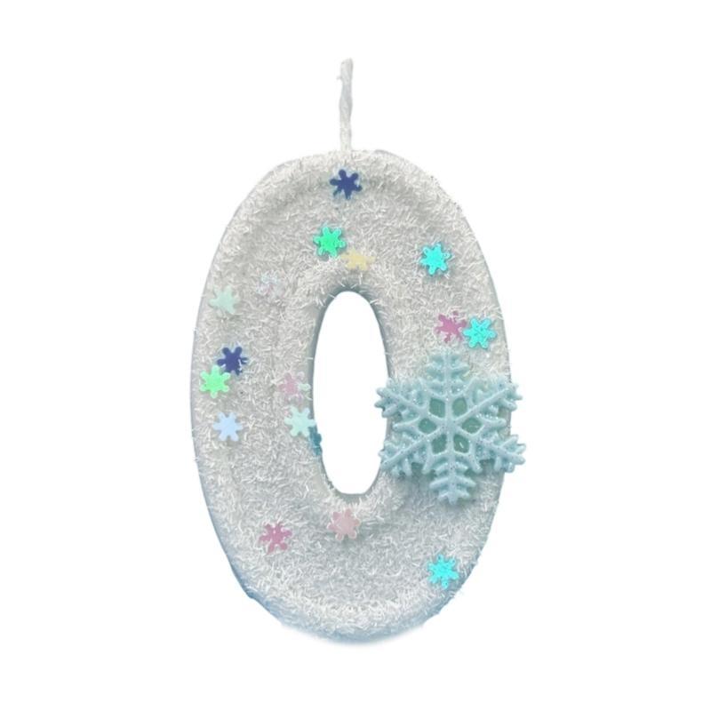 652F Creative Gift Winter Snowflake Themed Birthday Number Durable Paraffins Wax Perfect For Themed Celebration Decors