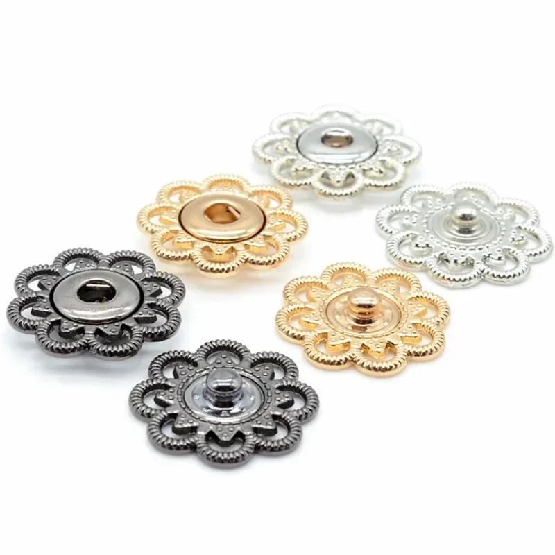 9 Sets Vintage Metalen Bloem Drukknopen Naaien op Drukknopen Sluitingen voor DIY Ambacht Jeans Jas Naaien