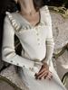 2023 Retro Woolen Ruffle Knitted Dress: European and American French Style for Autumn and Winter
