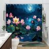 Moonlit Lotus Pond Waterproof Shower Curtain For Bathroom Decor