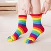 Calzini Arcobaleno a Cinque Dita di Alta Qualità Anti-sfregamento Calzini da Donna per Dita Calzini a Strisce in Cotone Sportivi