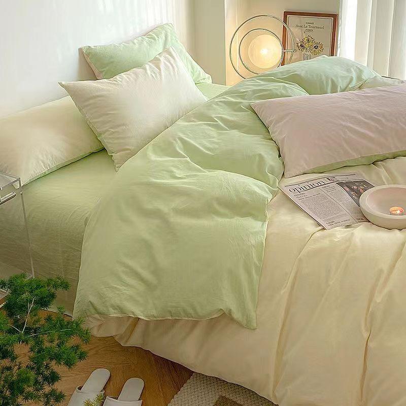 Bedding Four-piece Set Printed Skin-friendly Water Wash Sheets Quilt Cover Pillowcase Set
