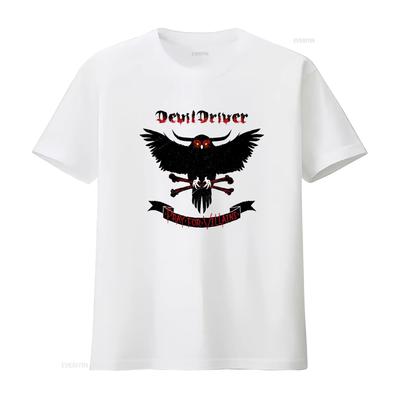 DevilDriver Pray For Villains T-shirt Rock Band Hibou Gothique Os Vintage Lavé Unisexe Mode Respirant Haut Pour le Quotidien