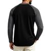 T-shirt da uomo a maniche lunghe raglan, girocollo, vestibilità regular, casual, leggera, tessuto morbido, comoda per l'uso quotidiano