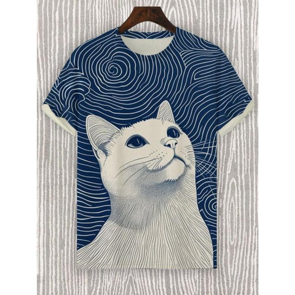 New Funny Cat Play Chess T-Shirts 3D Print Men Women Short Sleeve Hip Hop T Shirt Oversized Y2K Harajuku Tees Tops Kids Clothing