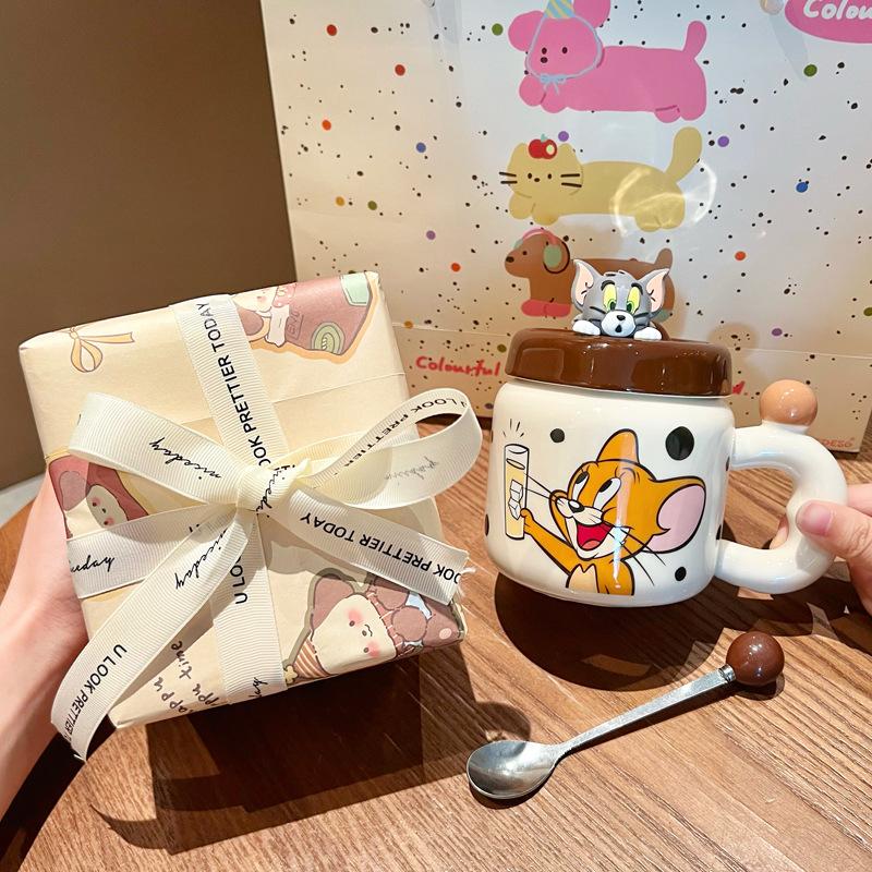 Cat and Mouse Joint Ceramic Mug Boys and Girls Birthday Gift Large Capacity Drinking Cup Couple Birthday Gift