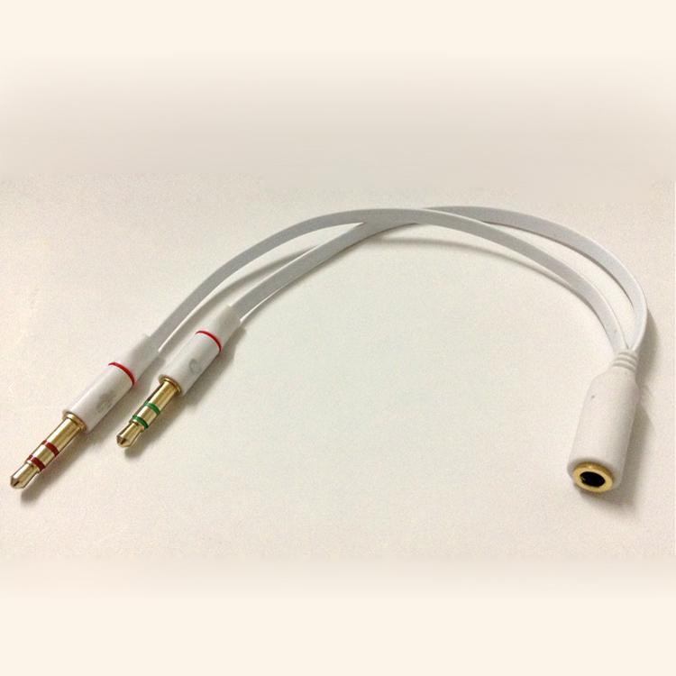 2Pcs 3.5mm Female to Dual 3.5mm Male Headphone Mic Audio Y Splitter Cable Smartphone Headset to PC Adapter