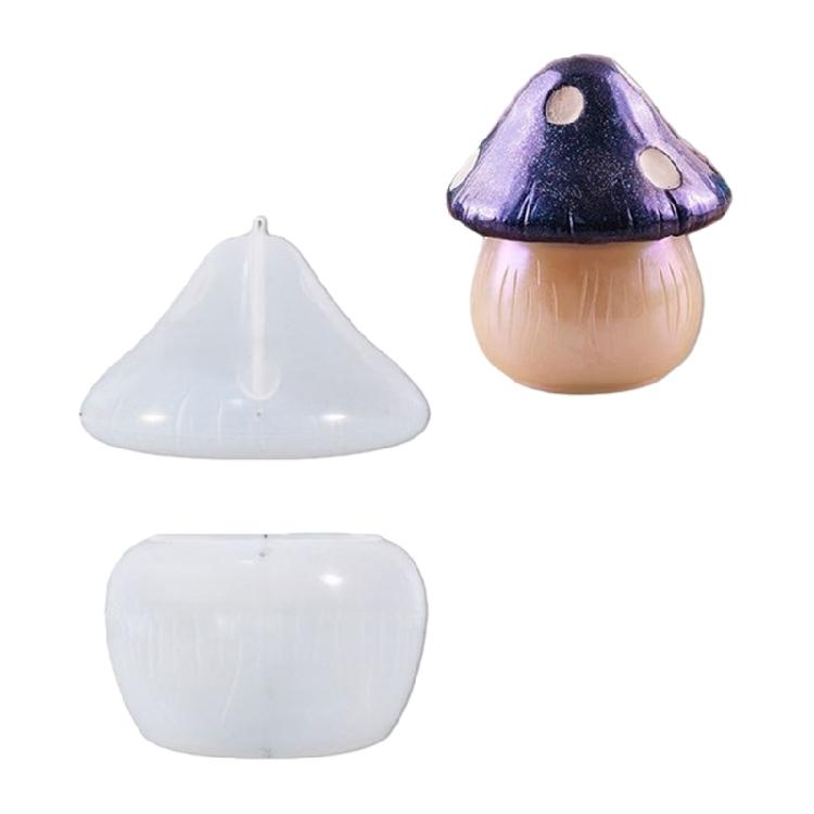 Artistic Mushroom Shape Organizers Jar Silicone Mold with Lid Home Decoration Jewelry Storage Box DIY Making Supplies