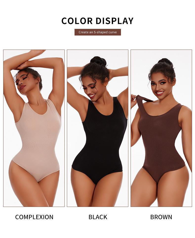 European & American Style Shaping Thong Bodysuit: Wide Strap, Tummy Control, Open Crotch, Butt Lifting, Strappy Bra, Bust Support