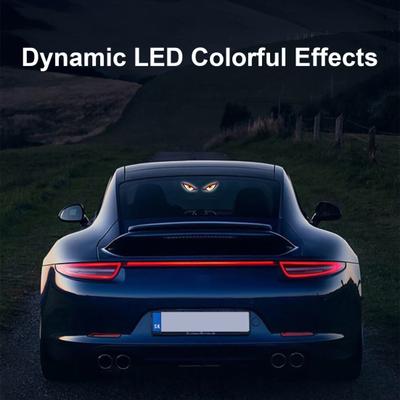 3 Stück Solar-LED-Autodekorationslicht mit dynamischem Augen-Design USB-C wiederaufladbar Intelligenter Sensor-Autolicht Vibrationsaktivierte Saugnapfhalterung Auto