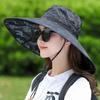 WTEMPO Printed Mesh Patchwork Sun Hats Sun Protection Outdoor Large Brim Sunscreen Hats Summer Men's Travel Hiking Hats