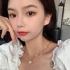 European and American Simple Temperament Pearl White Love Pendant Necklace, Cold Style Fashion Heart Thick Chain Collarbone Chain
