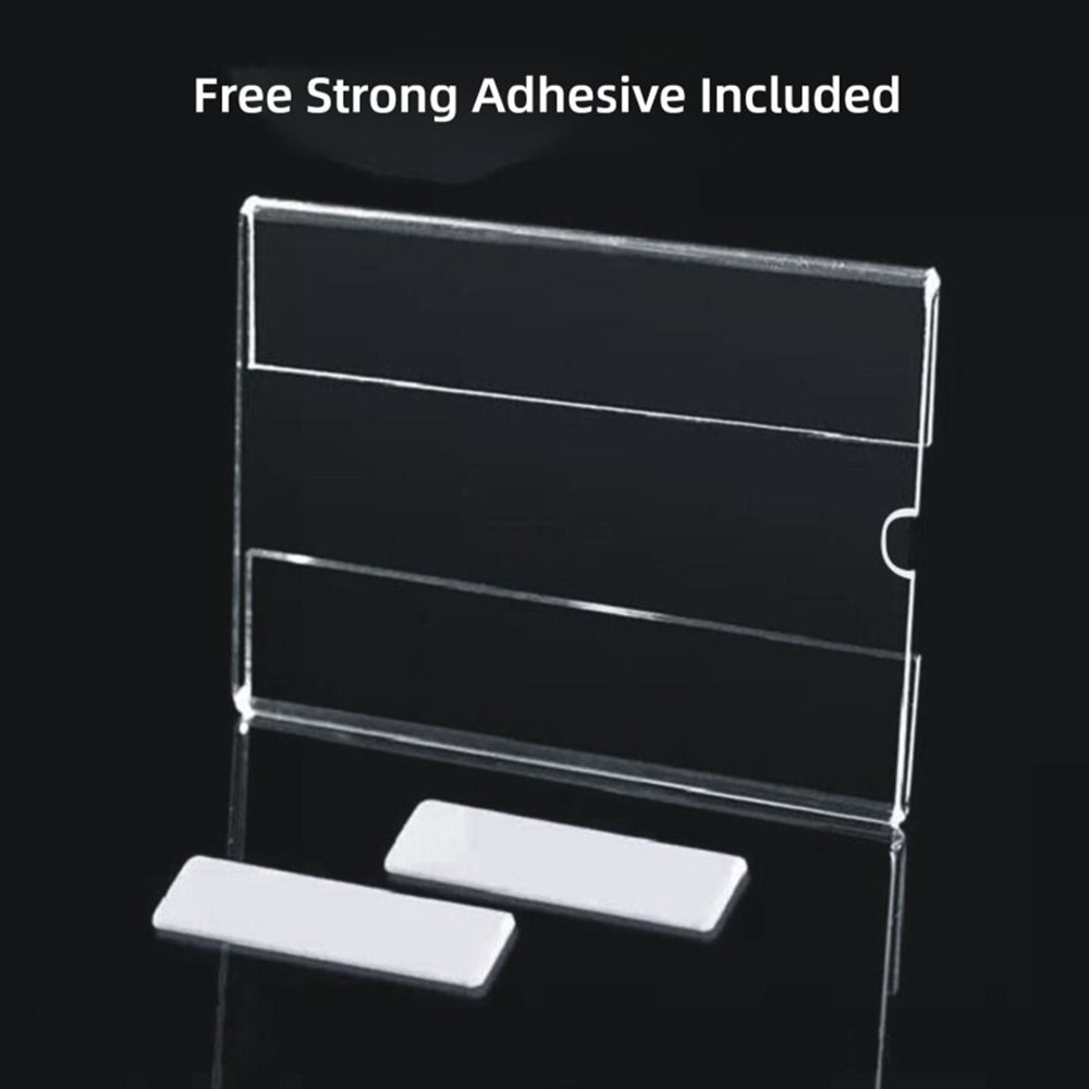 10PCS/Set Self Adhesive Label Sign Shelf Transparent Label Display Stand  Office Use