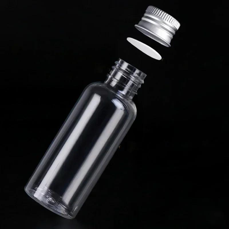 10Pcs 5ml-250ML Mini Plastic Bottle W/ Aluminum Screw Caps Portable Sample Vials Travel Cosmetic Containers for Lotion Creams