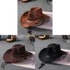 Jazz Hat Men Women Sun Protection Faux Leather Wide Brim Summer Outdoor Accessory