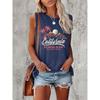 Women's Printed Tank Top T-shirt with Patterned Short Sleeves, Women's Sleeveless Round-neck T-shirt