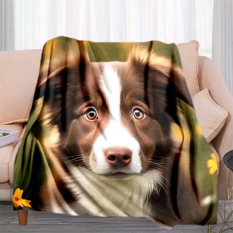 1PC Dog cute printed blanket, all season lightweight home office outdoor nap multifunctional blanket A15