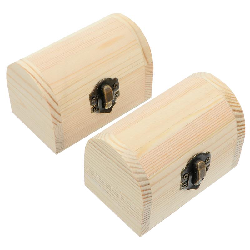 

2pcs Wood Treasure Box Soild Wood jewelryBox Vintage Wooden Jewelry Storage Box Chest Box With Buckle 9.5x5.5x5cm 2 piece