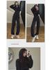Completo Due Pezzi da Donna Cardigan con Zip Dimagrante e Pantaloni a Gamba Larga per Primavera e Autunno