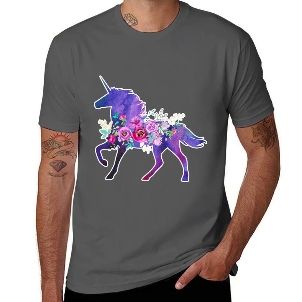 Unicorn Watercolor Unicorn Purple Unicorn Unicorn Flowers Tshirt Minimalist Graphic Tee Shirt