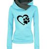 Women's Cat Paw Heart Hoodie - New Style Pullover for Outdoor Sports