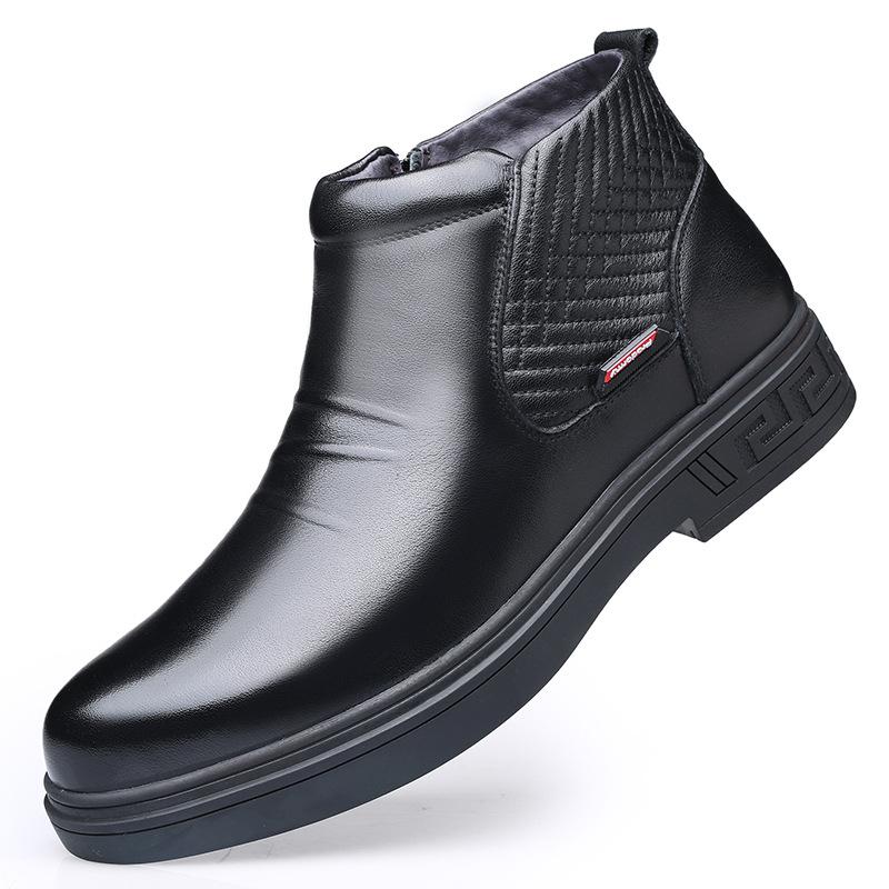 

Old man head business leather shoes commuting thick-soled high-top velvet men s shoes casual single shoes men s formal wear HGH19-98 44 чорний