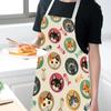 Cute Cat Women Character Waterproof Kitchen Cleaning Restaurant Bib Chef Cotton Linen Cooking Aprons