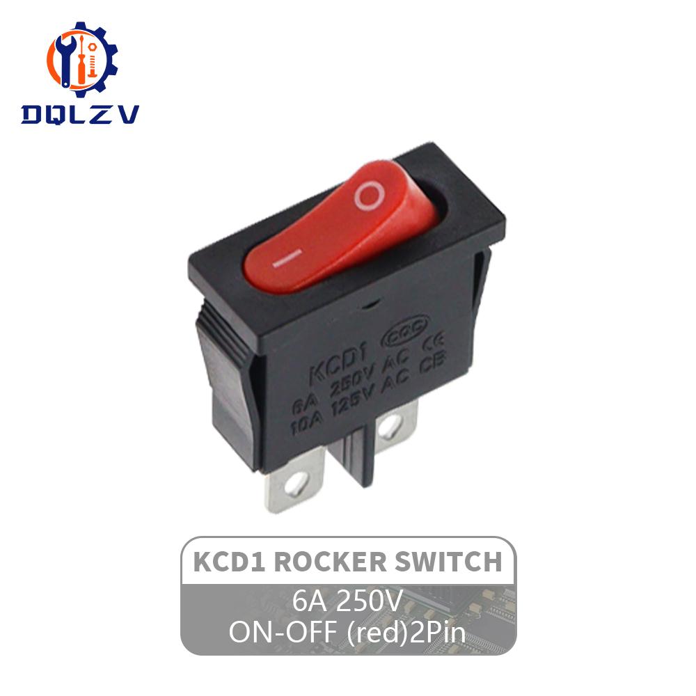 10x22mm KCD1-110 Black Super Thin Rocker Switch NO/OFF 2 Pin Small Instrument Power Switch 6A 250VAC /10A 125VAC