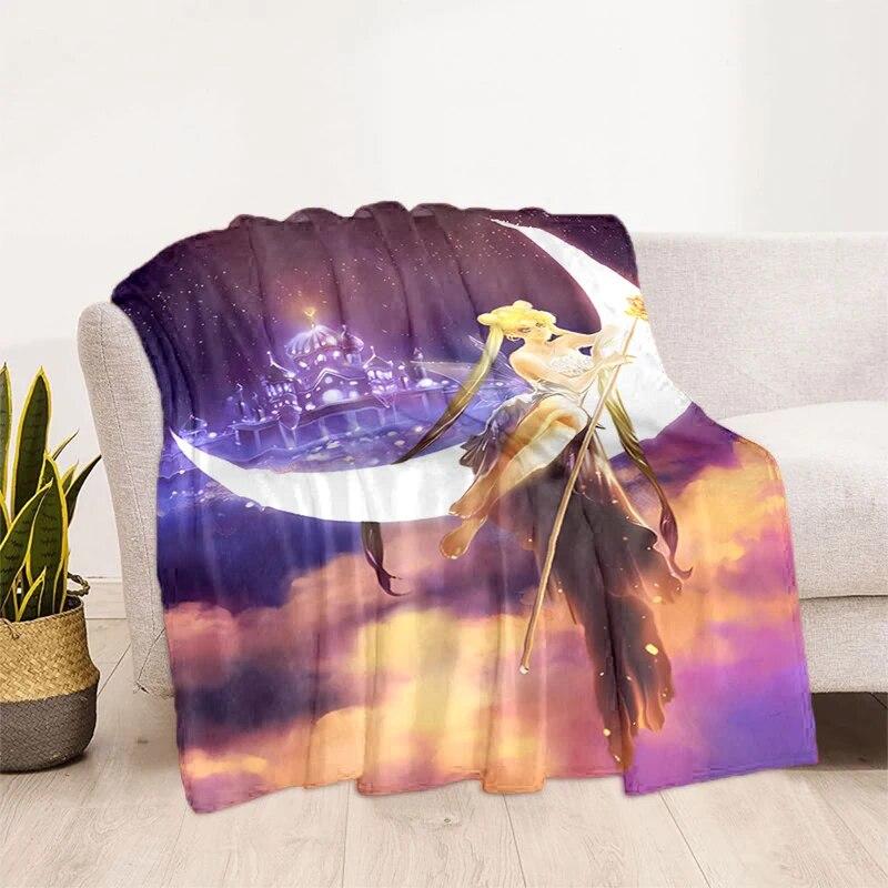 Deka s potiskem Sailor Moon Pretty Soldier Ultra lehká měkká plyšová deka z flanelu na rozkládací pohovku Pohovka Kancelářské dárky