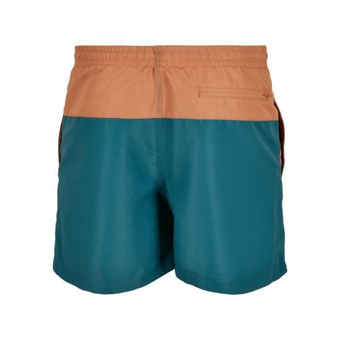 Short De Bain Urban Classics Block - Bleu Canard/orange - S