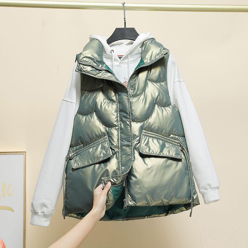 

New down cotton vest women s short stand-up collar small fashion wear sleeveless vest jacket tide 3XL