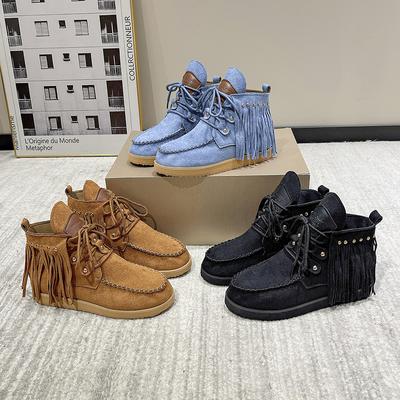 Fashion Women's Boots Tassel Style Womens Vulcanized Shoes Retro Boots Fashion Female Shoes Platform Ankle Boots Suede Botas De Mujer