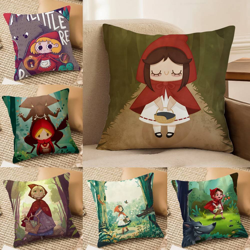 Cute Little Red Riding Hood Pillow Case Silky elegant Comfort Sofa Bed Invisible zipper Beach pillowcase